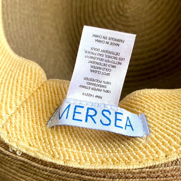 Mersea Beige Straw Floppy Hat w/ Orange Band and Adjustable Tie EUC - Picture 8 of 9